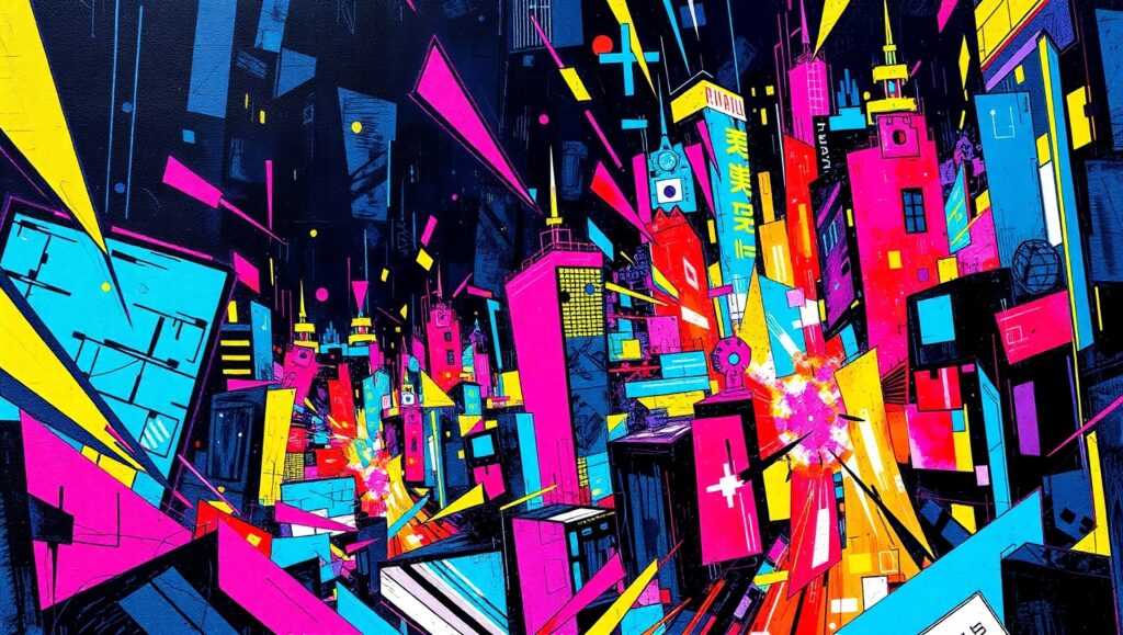 Fragmented City Energy – free AI stock image