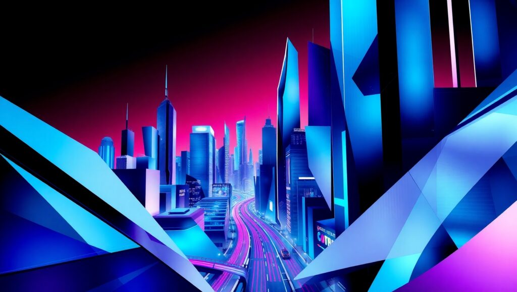 Fragmented City in Cubism Style – free AI stock image