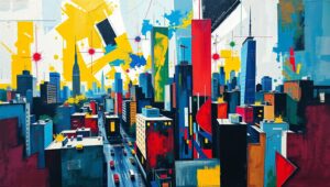 Fragmented Cityscape in Cubism – free AI stock image