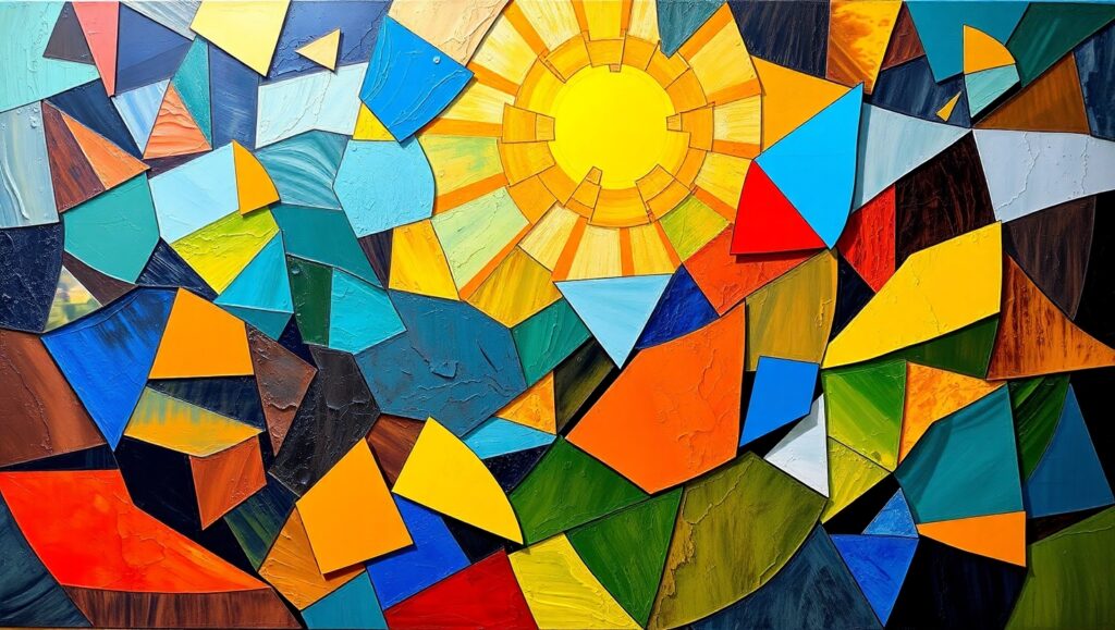 Fragmented Landscape in Cubism – free AI stock image
