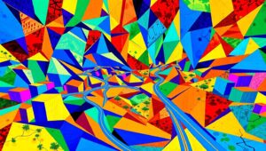 Fragmented Landscape in Cubist Style – free AI stock image