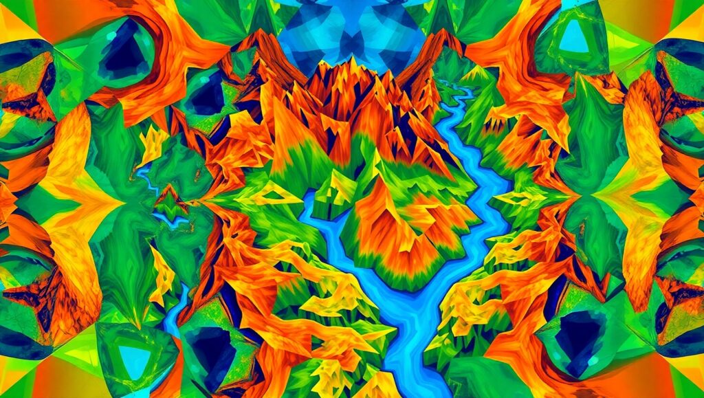 Fragmented Nature in Cubism – free AI stock image