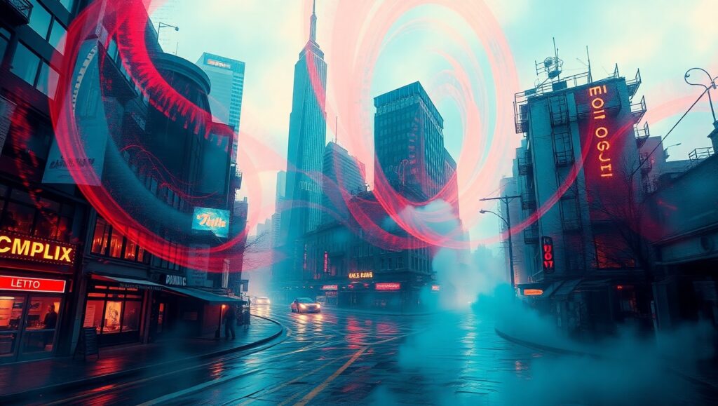 Fragmented Urban Surrealism – free AI stock image