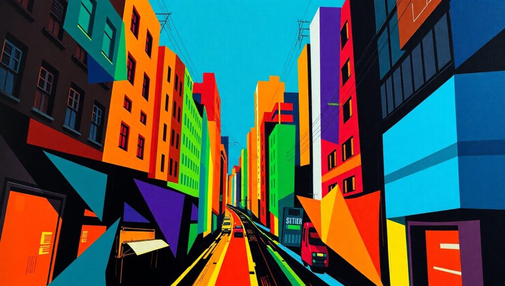 Fragmented Urban Symphony – free AI stock image