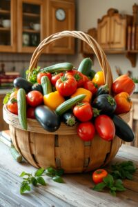 A Fresh Farm Basket of Colorful Vegetables – free AI stock image
