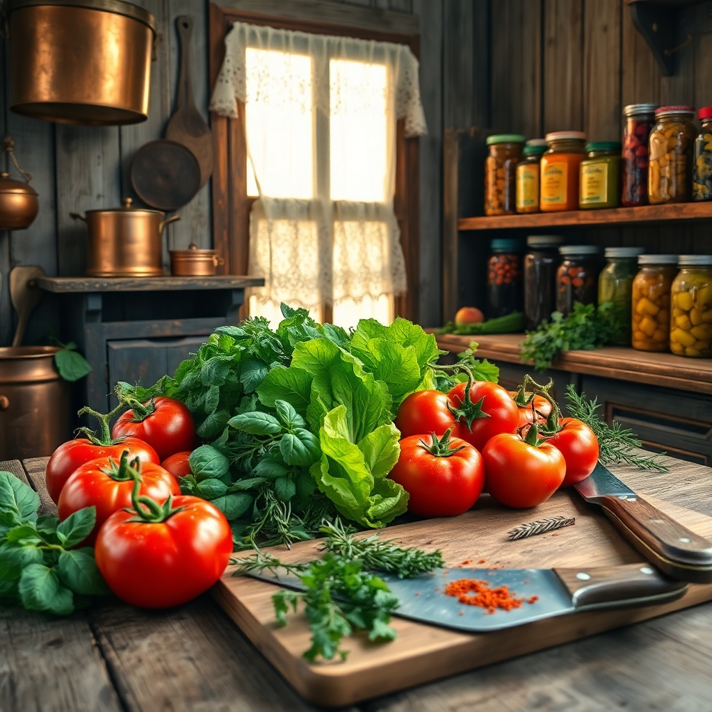 Fresh Farm Ingredients in a Rustic Kitchen – free AI stock image
