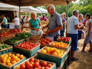 Fresh Farmers Market Colorful Produce Display – free AI stock image