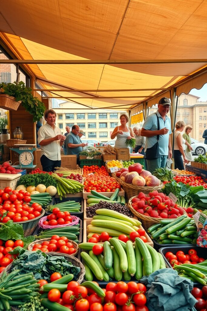 Fresh Fruits and Vegetables at the Market – free AI stock image