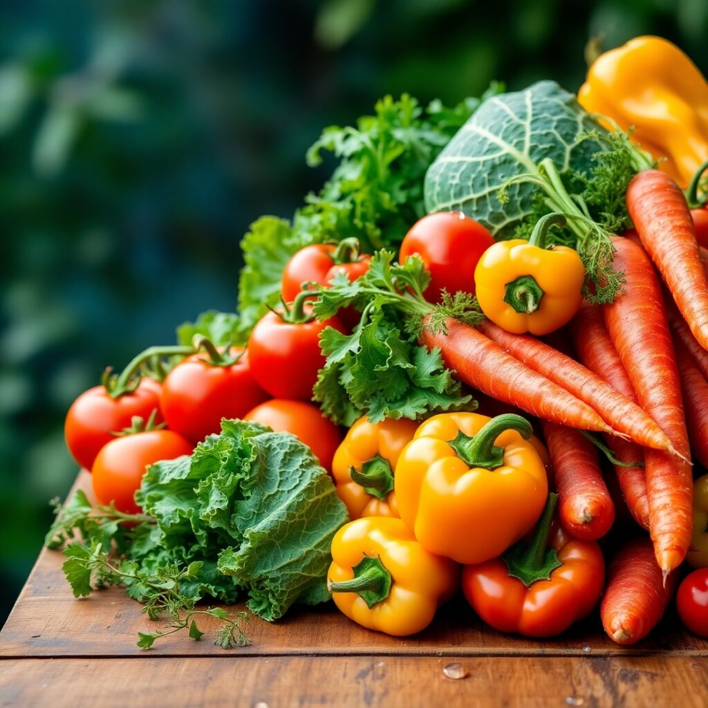 Fresh Fruits and Vegetables for Healthy Living – free AI stock image