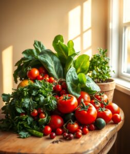 Fresh Fruits and Vegetables for Healthy Living – free AI stock image