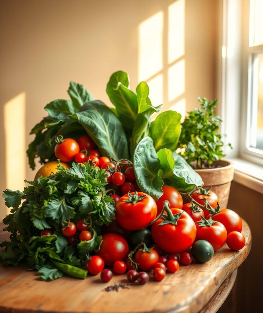 Fresh Fruits and Vegetables for Healthy Living – free AI stock image