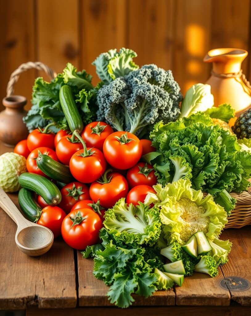 Fresh Fruits and Vegetables for Healthy Living – free AI stock image