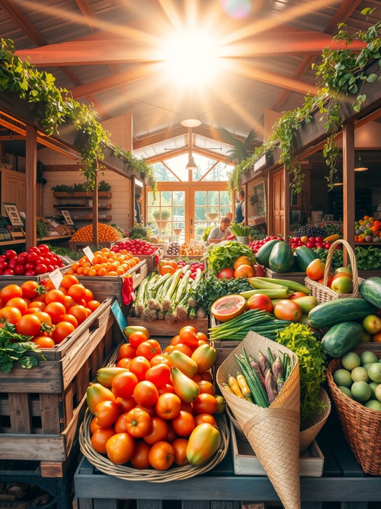 Fresh Fruits and Vegetables in a Market – free AI stock image