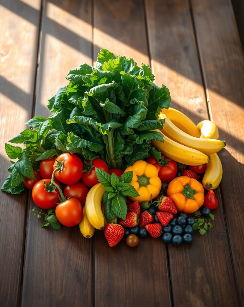 Fresh Vegetables and Fruits for Health – free AI stock image