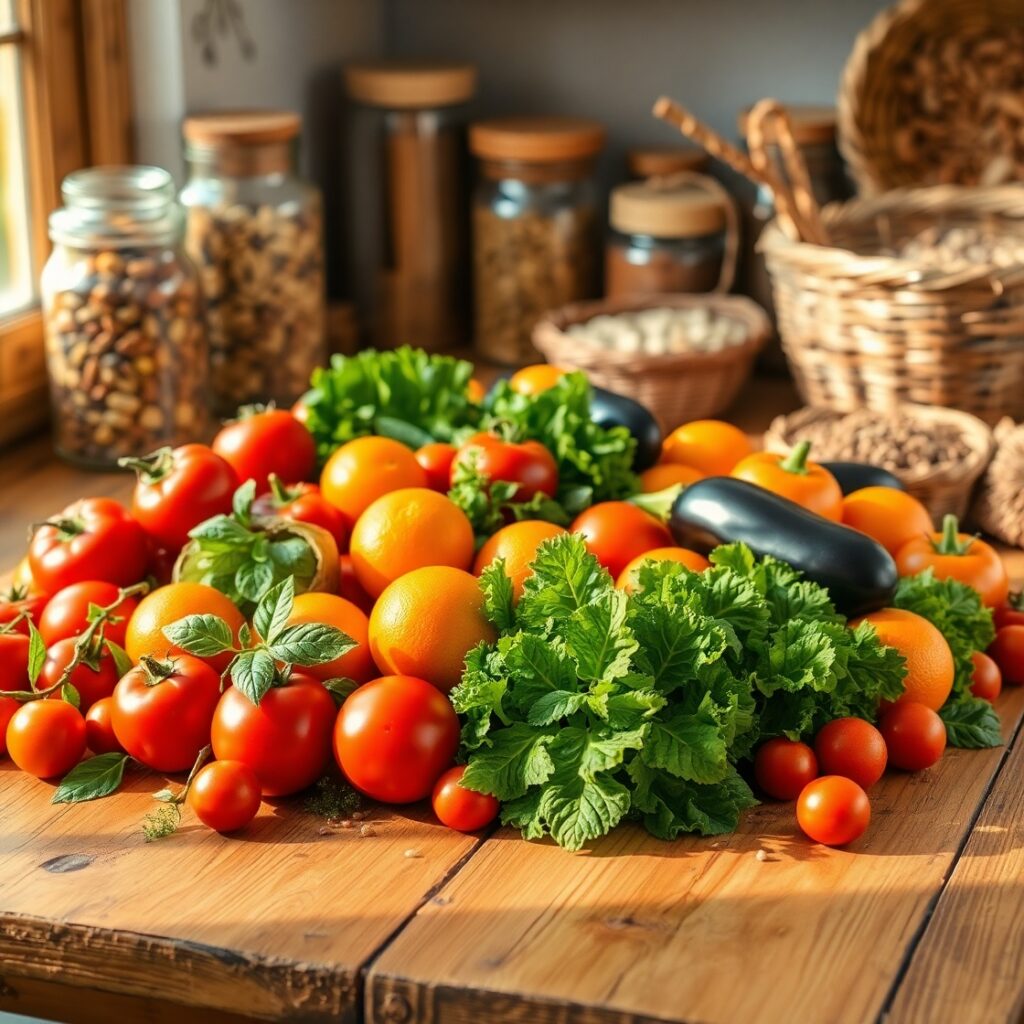 Fresh Vegetables and Fruits for Healthy Living – free AI stock image
