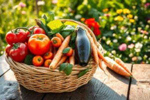 Fresh Vegetables in a Colorful Basket – free AI stock image