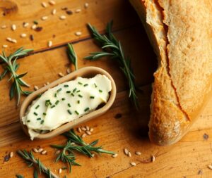Freshly Baked Artisan Bread with Herb Butter – free AI stock image