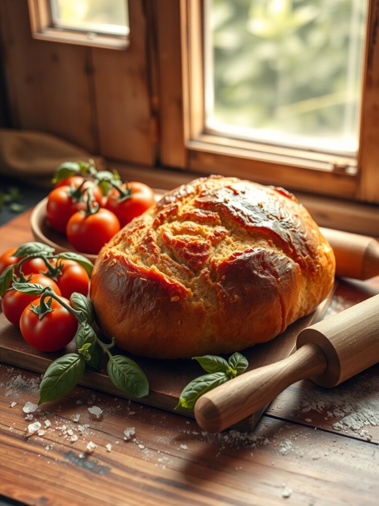 Freshly Baked Bread and Colorful Ingredients – free AI stock image