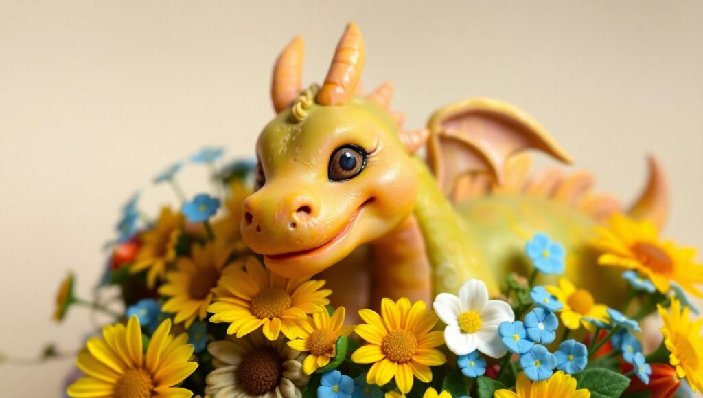 Friendly Dragon in Clay Sculpture – free AI stock image