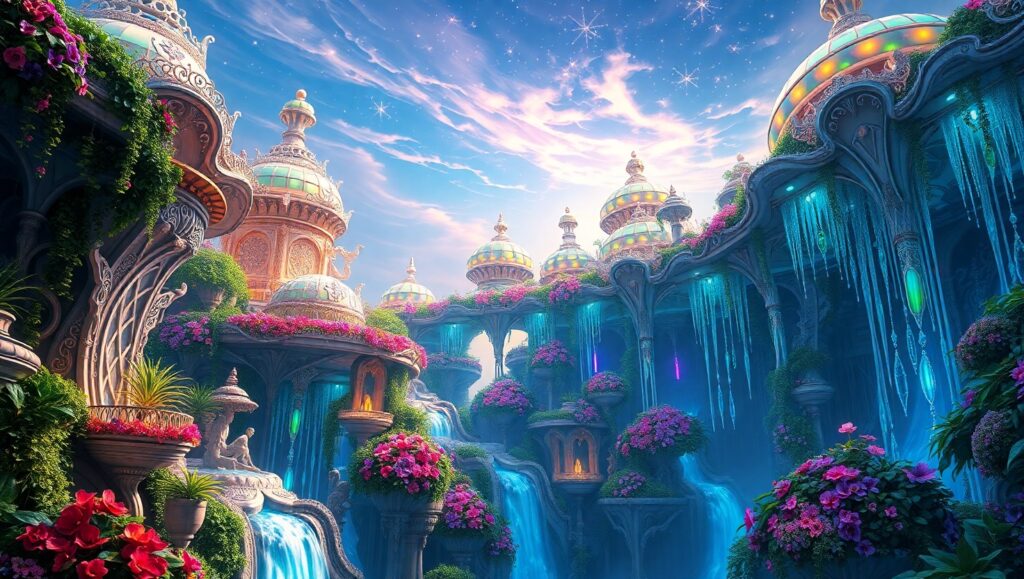 Futuristic Ancient Harmony – free AI stock image
