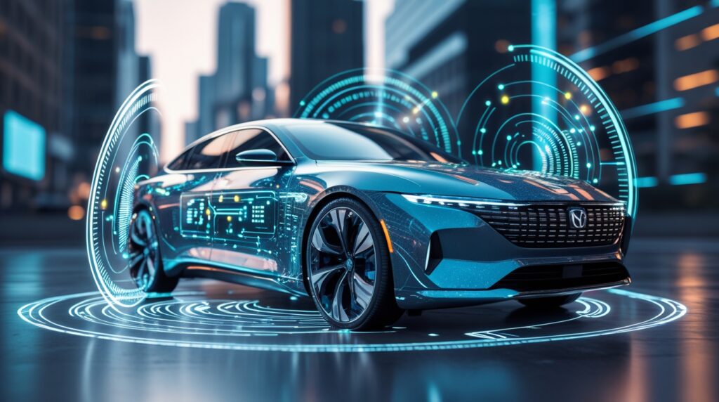 Futuristic Car with Cybersecurity Safeguards – free AI stock image
