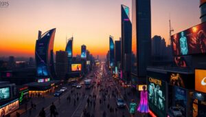 Futuristic City at Dusk – free AI stock image