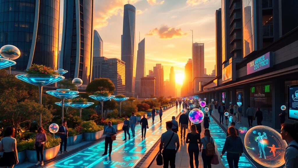 Futuristic City at Dusk – free AI stock image