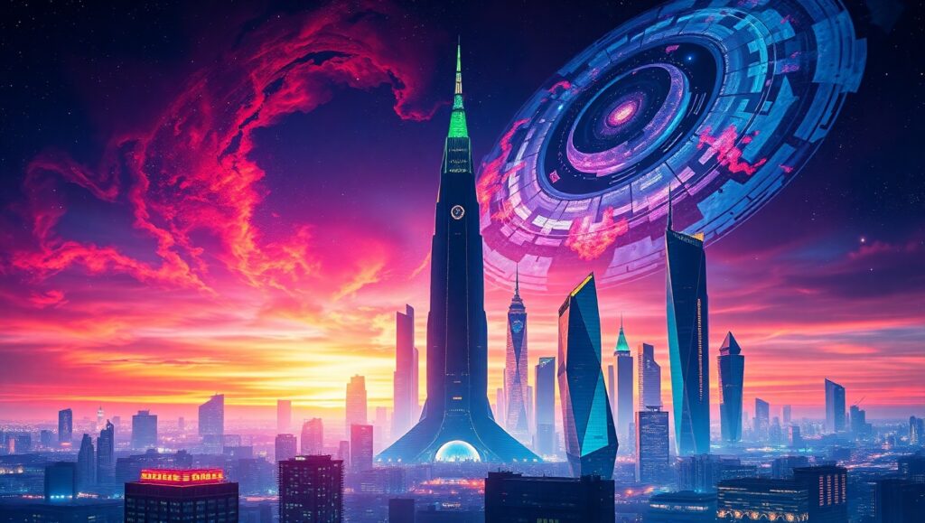 Futuristic City at Night – free AI stock image