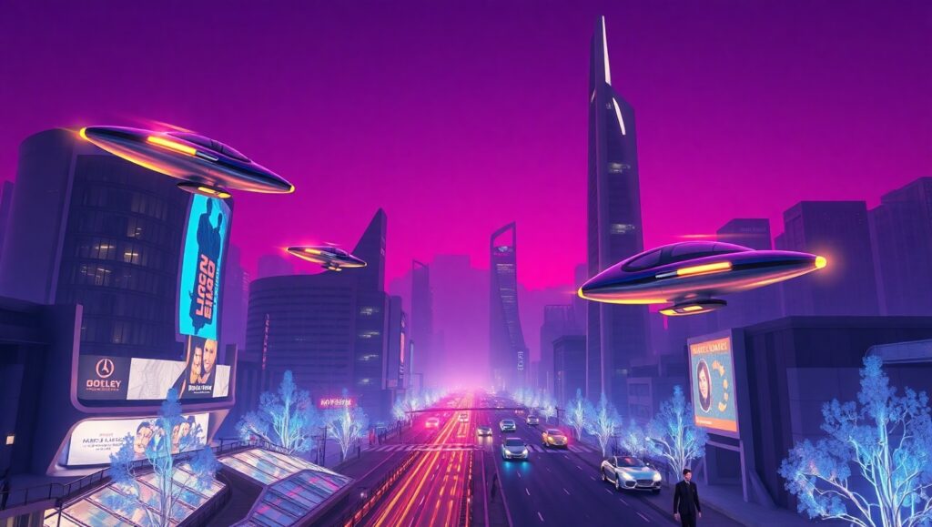 Futuristic City at Twilight – free AI stock image