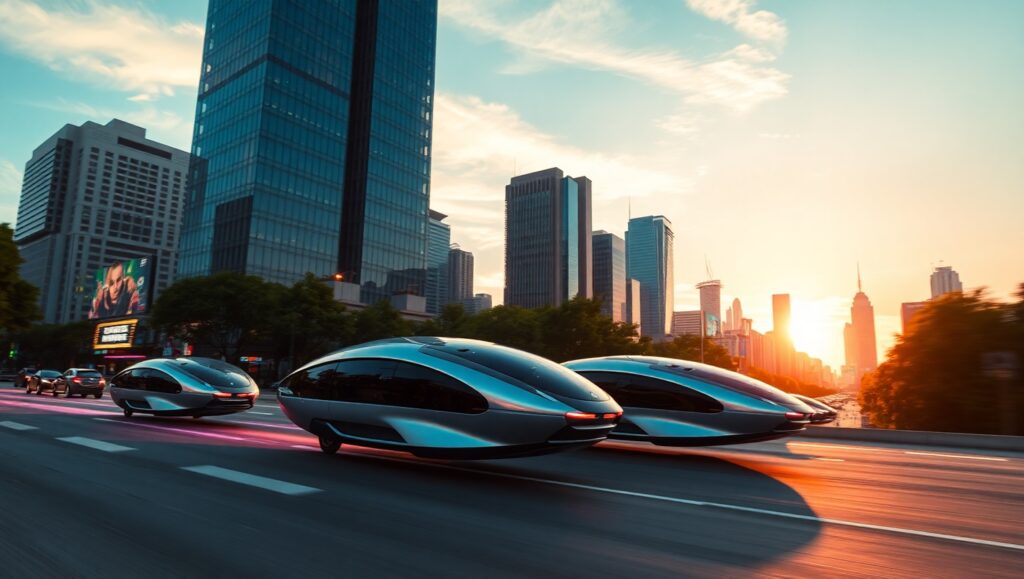 Futuristic City in Motion – free AI stock image