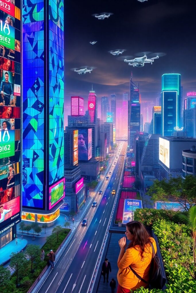 Futuristic City Infused with Technology – free AI stock image