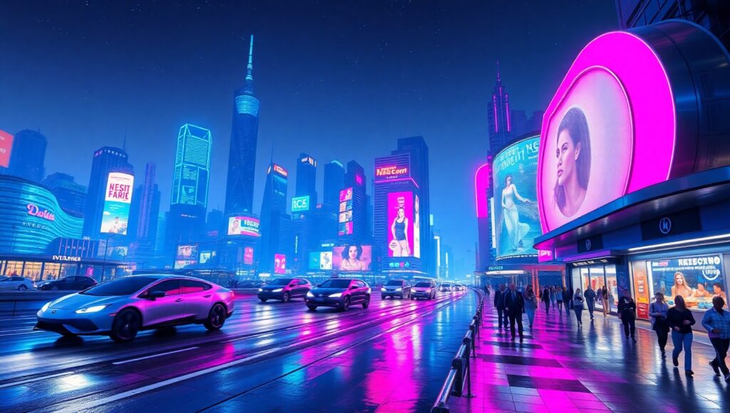 Futuristic City of Neon Dreams – free AI stock image