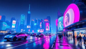 Futuristic City of Neon Dreams – free AI stock image