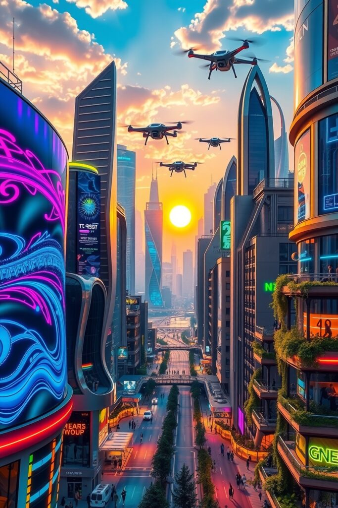 Futuristic City Powered by Advanced Technology – free AI stock image