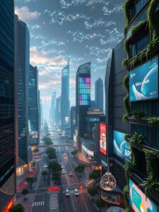 Futuristic City Powered by Advanced Technology – free AI stock image