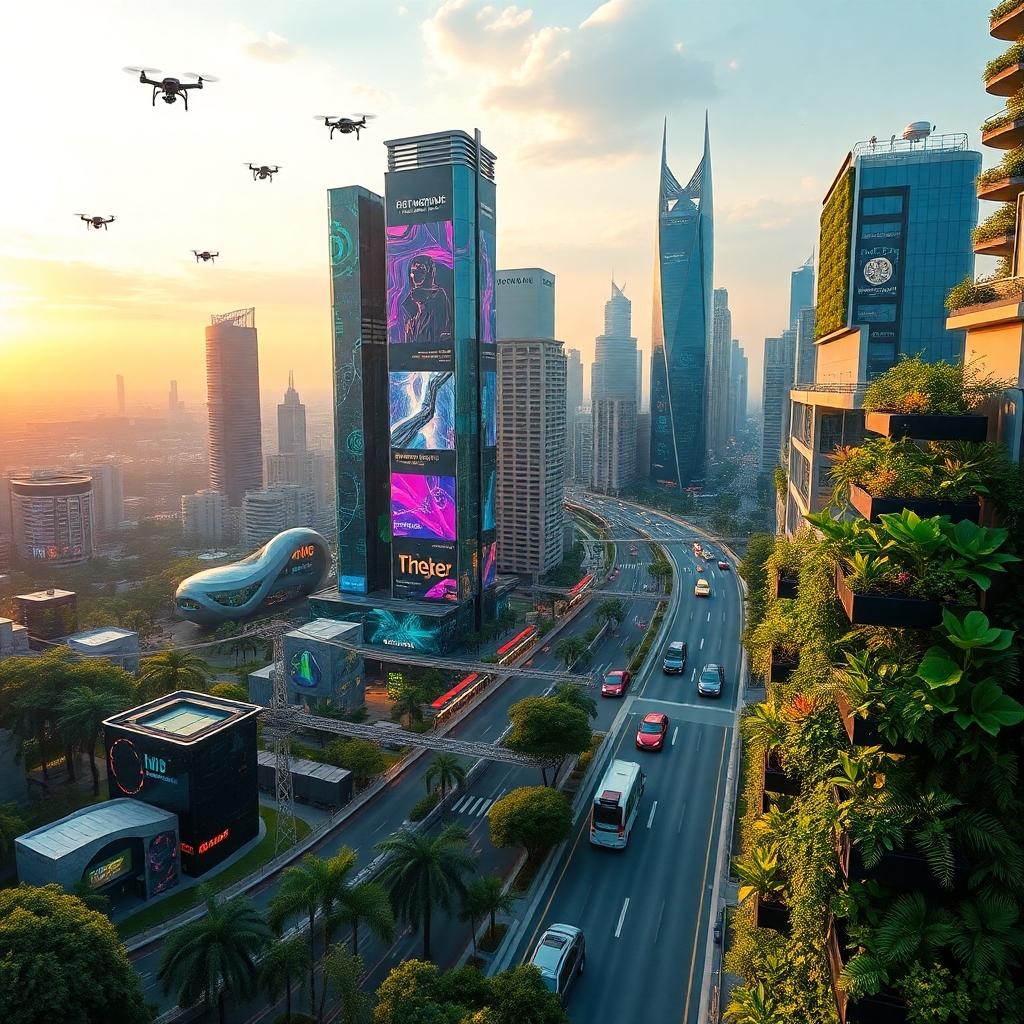 Futuristic City Powered by Advanced Technology – free AI stock image