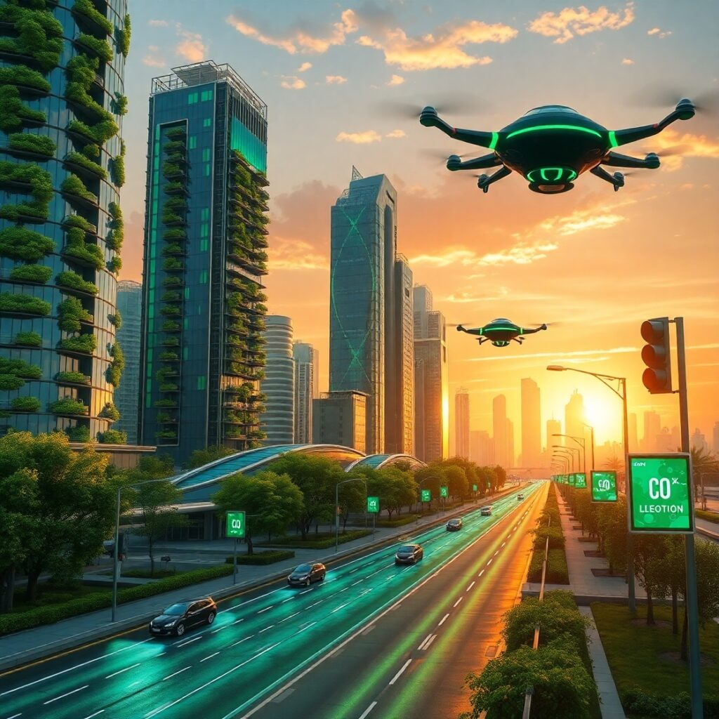 A Futuristic City Powered by Green Technology – free AI stock image