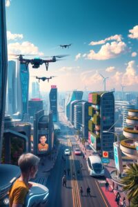 Futuristic City Powered by Renewable Technology – free AI stock image