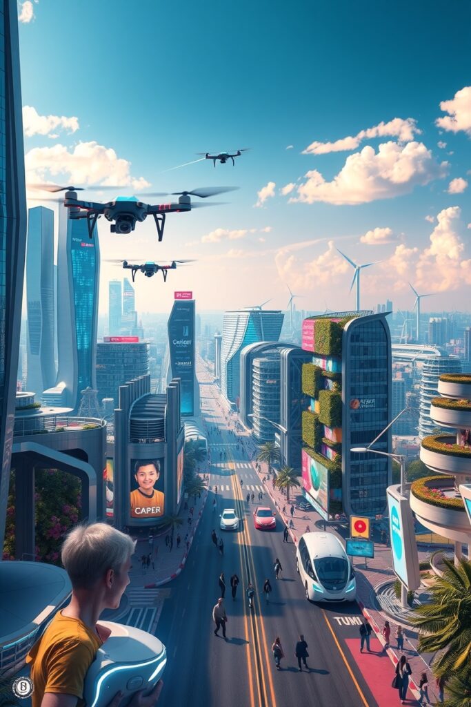 Futuristic City Powered by Renewable Technology – free AI stock image