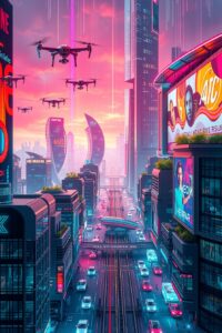 Futuristic City Powered by Technology – free AI stock image