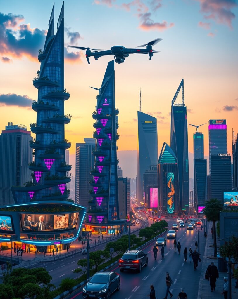 Futuristic City Powered by Technology – free AI stock image