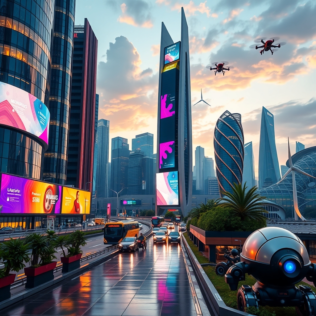 Futuristic City Powered by Technology – free AI stock image