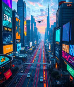 Futuristic City Under Neon Lights – free AI stock image