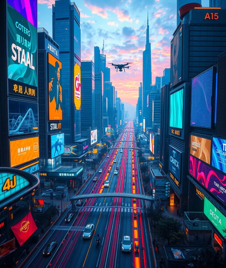 Futuristic City Under Neon Lights – free AI stock image