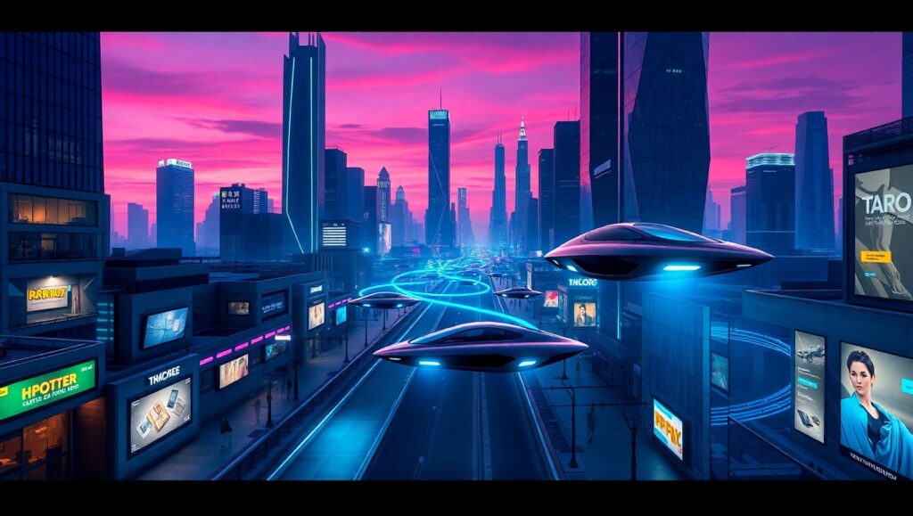 Futuristic City Under Neon Skies – free AI stock image