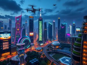 Futuristic City with Advanced Technologies – free AI stock image