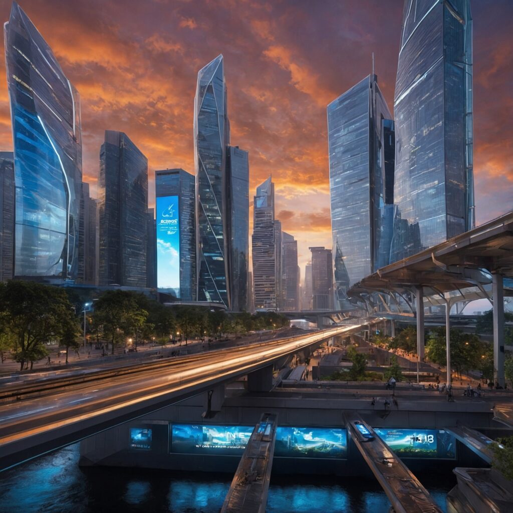 Futuristic City with Advanced Technologies – free AI stock image