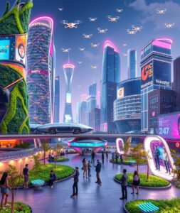 Futuristic City with Advanced Technology – free AI stock image