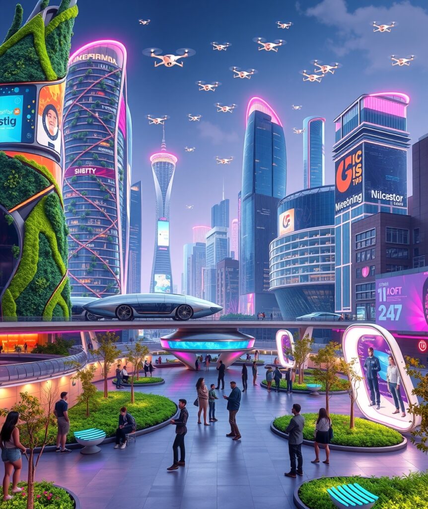 Futuristic City with Advanced Technology – free AI stock image