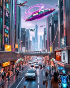 Futuristic City with Advanced Technology – free AI stock image